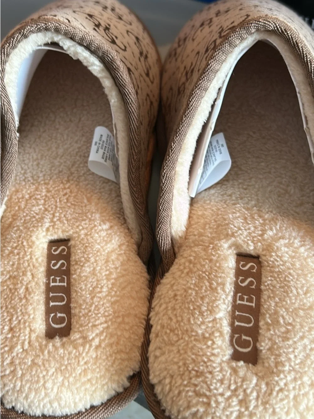 GUESS Tan Logo Slip-On Loafers